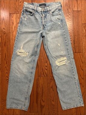 Aeropostale High Rise Baggy Distressed Light Blue Women’s Jeans, short, size 0